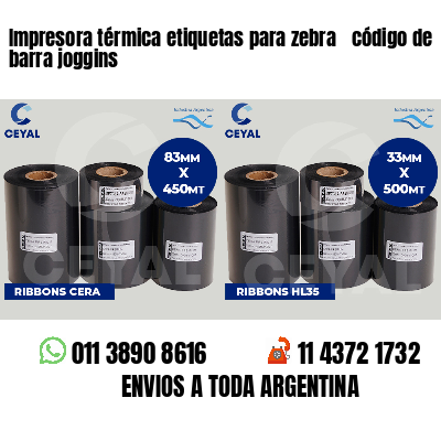 Impresora térmica etiquetas para zebra  código de barra joggins